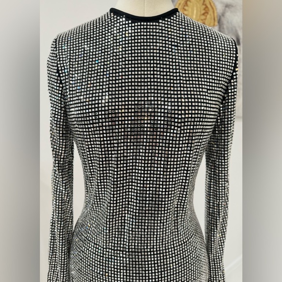 Mach & Mach Glass Embellished and Feather-Trim Mini Dress - Picture 12 of 16